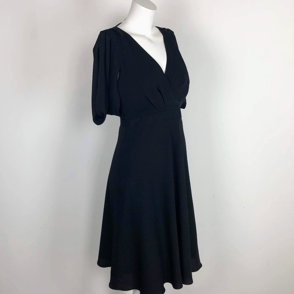 J. Crew Dresses & Skirts - J.Crew Black Surplice Faux Wrap Dress Petal Slv